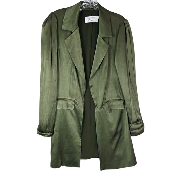 Free People Fame and Partners Green Satin Oversize Kimono Jacket Size 0  #387 - Picture 2 of 9